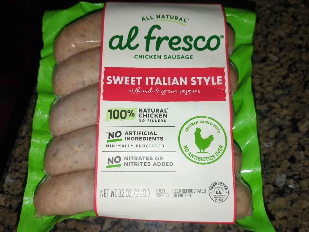 Chicken Sausage Italian Style with red & green peppers