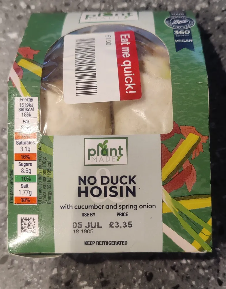 No Duck Hoisin with cucumber and spring onion