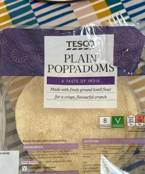 Tesco plain poppadoms