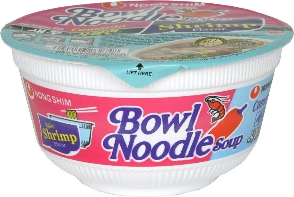 Noodle bowl soup spicy shrimp flavor
