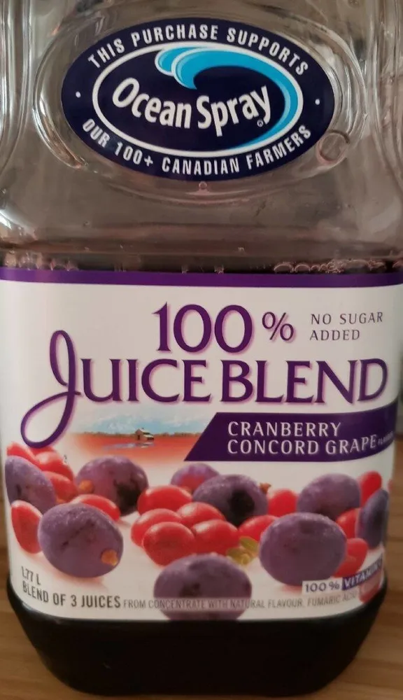 100% juice blend cranberry Concord grape