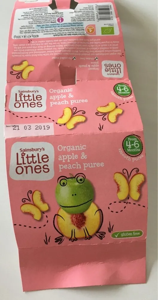 Organic apple peach piree