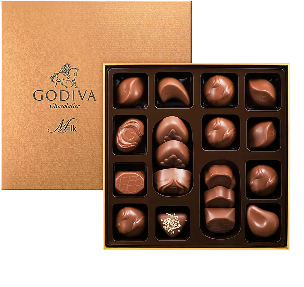 Assortiment de chocolats, au lait et sans alcool