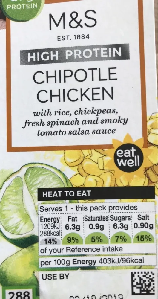Chipotle Chicken with Rice, Chickpeas, Fresh Spinach and Smoky Tomato Salsa Sauce