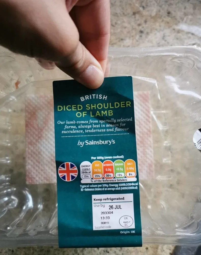Diced shoulder of lamb