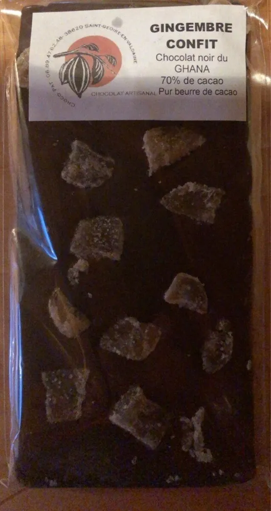Chocolat noir gingembre confit
