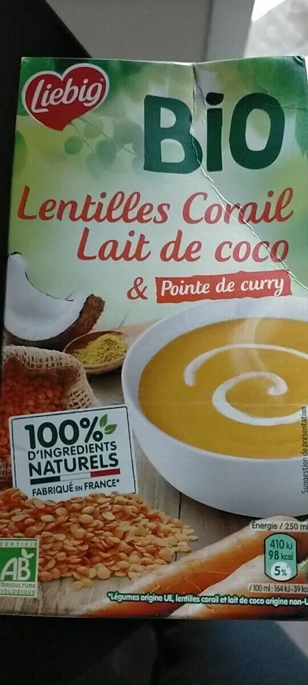 Lentilles corail lait de coco et pointe de curry