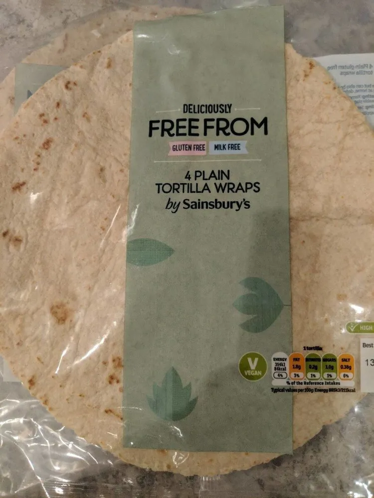 Deliciously Free From - 4 plain tortilla wraps