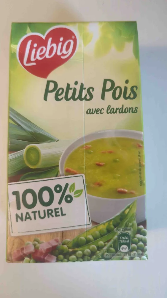 Soupe petits pois avec lardons