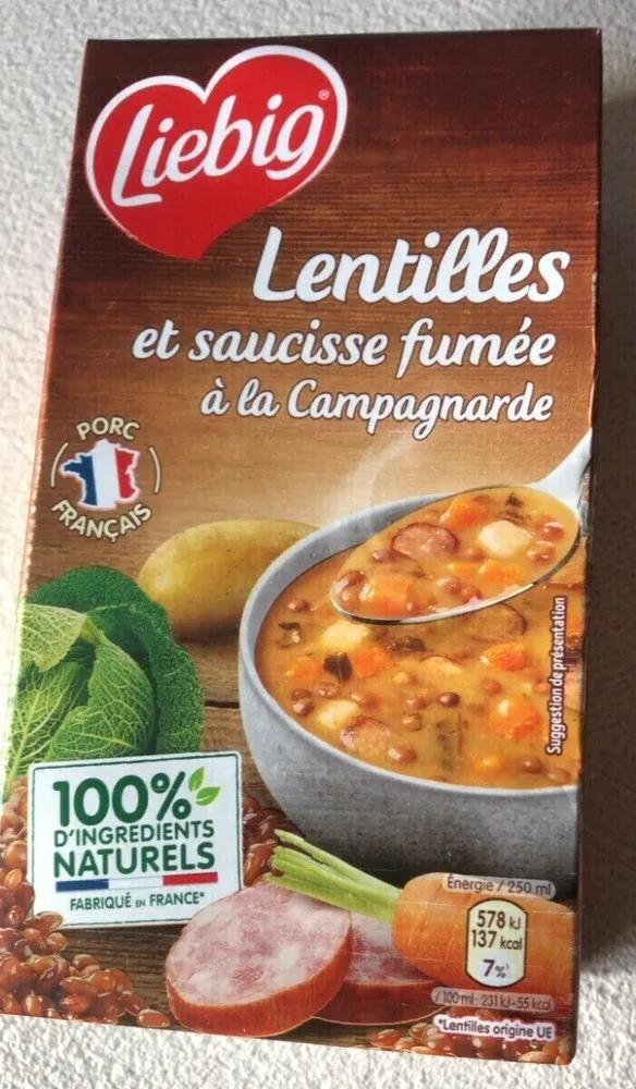 Lentilles et saucisse fumée à la Campagnarde