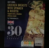 CHICKEN BREASTS WITH SPINACH & RICOTTA TOPPED WITH A CHEDDAR CHEESE CRUMB