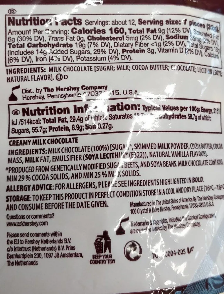 Hershey's Kisses Creamy Milk Chocolate Travel Retail Exclusive