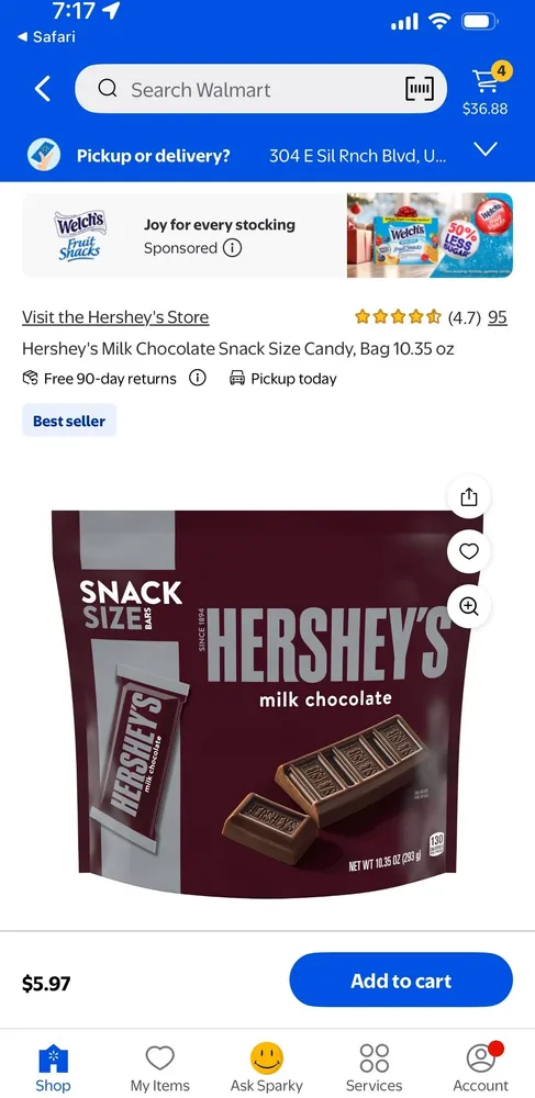 Hershey's milk chocolate snack size candy