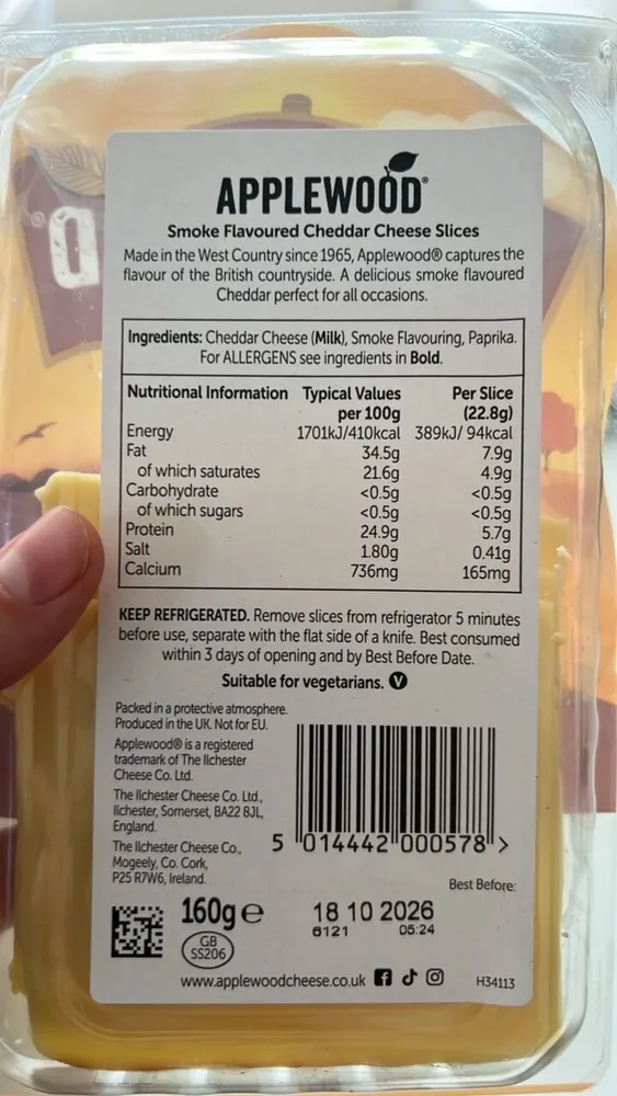 Applewood Smoke Flavoured Cheddar Cheese Slices