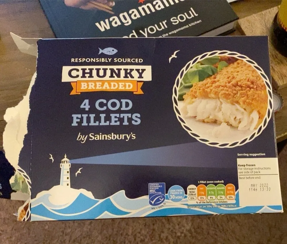 Crunchy breaded 4 cod fillets