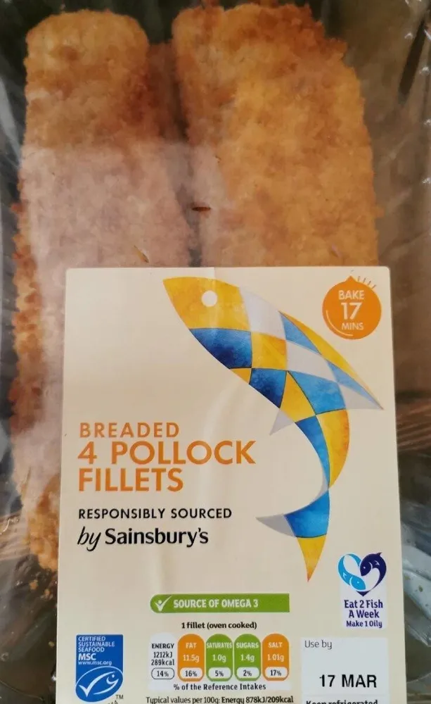 4 breaded Pollock fillets