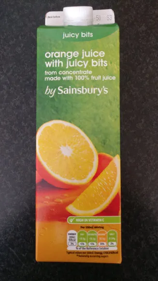 Orange juice with juicy bits