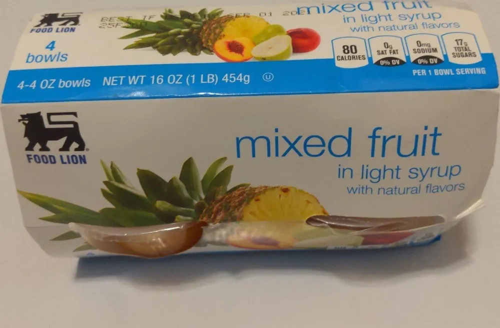 mixed fruit in light syrup with natural flavors