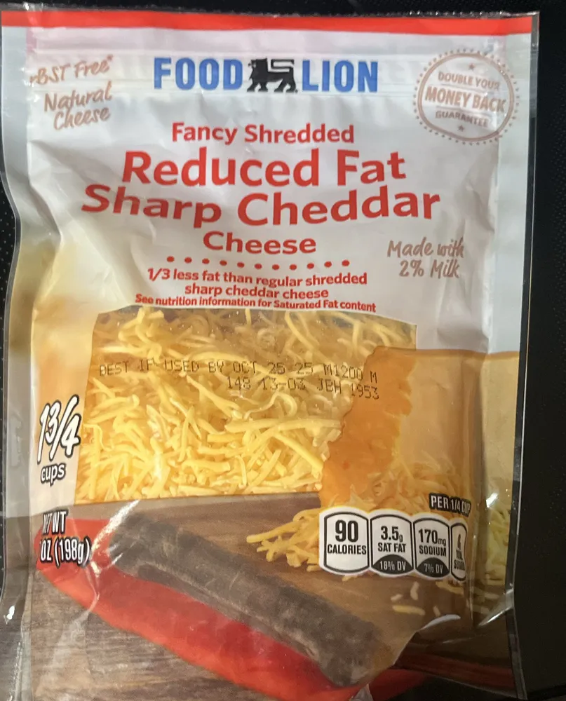 Fancy Shredded Reduced Fat Sharp Cheddar Cheese