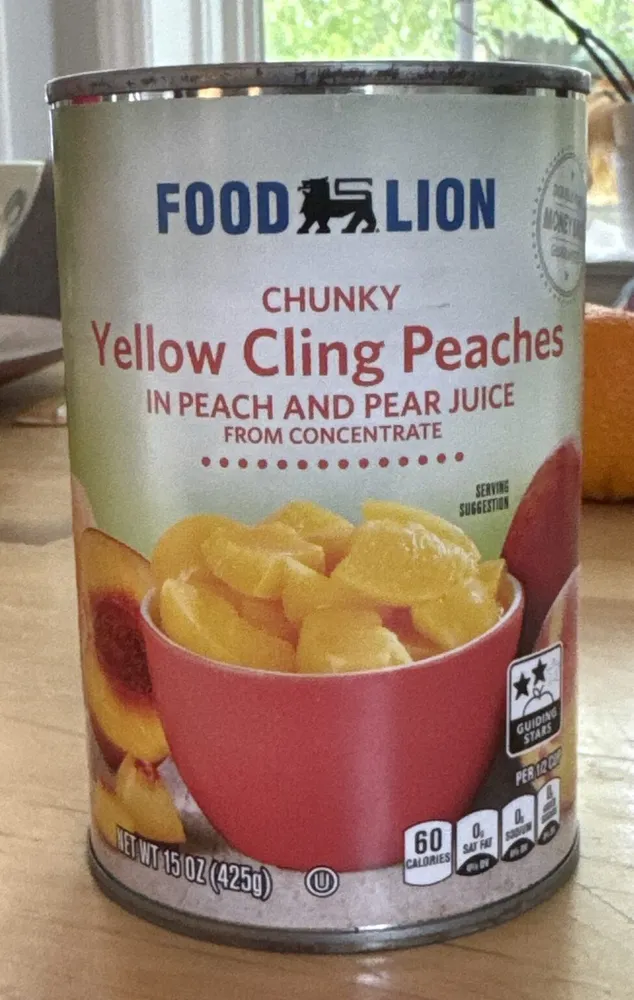 Chunky Yellow Cling Peaches in Peach and Pear Juice