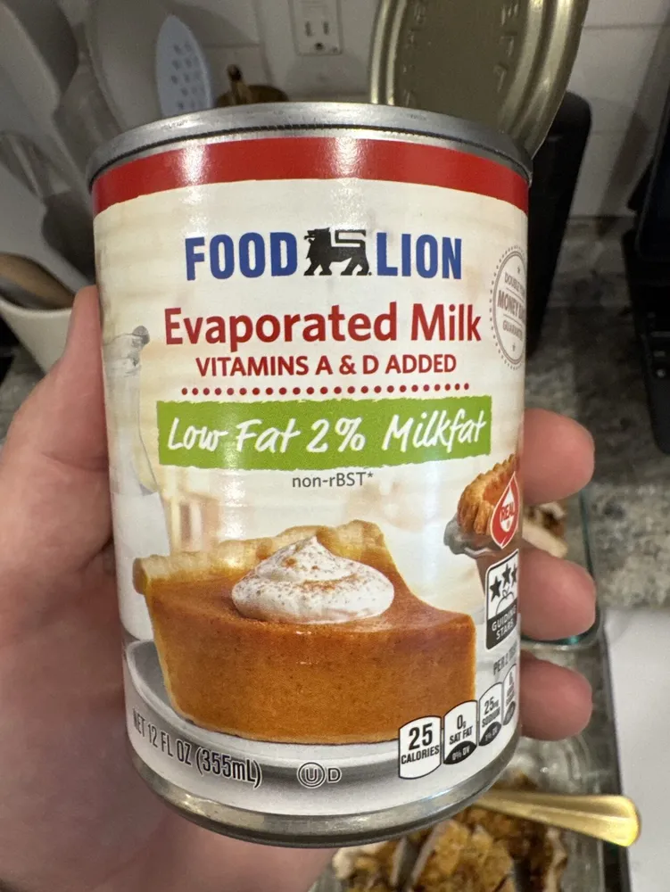 Evaporated Milk; Low-Fat 2% Milk Fat