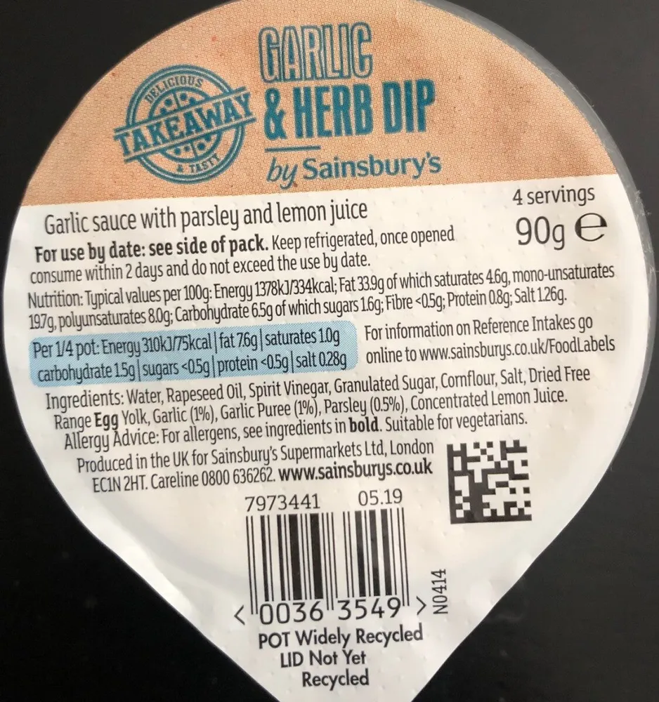 Garlic and herb dip