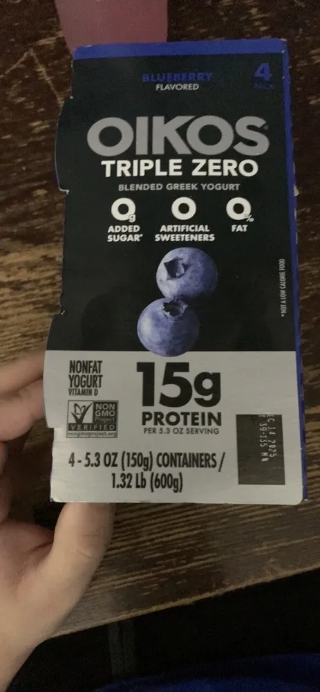 Oikos Triple Zero Blended Greek Yogurt Blueberry Flavored