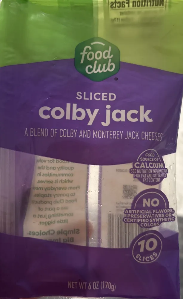 sliced colby jack cheese