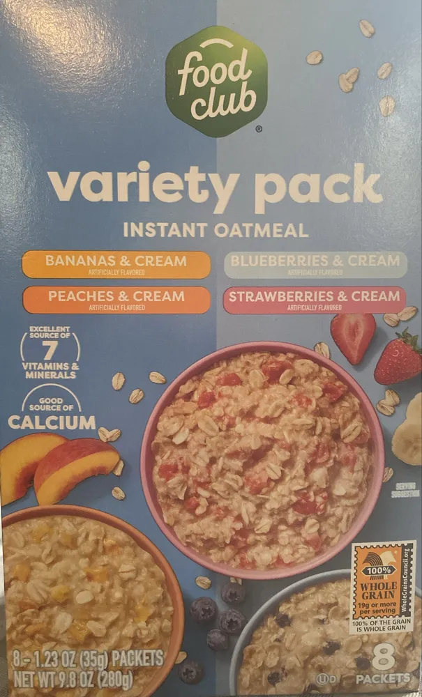 fruit & cream variety instant oatmeal