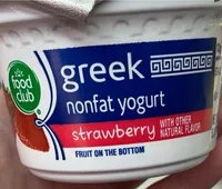 Strawberry fruit on the bottom greek nonfat yogurt