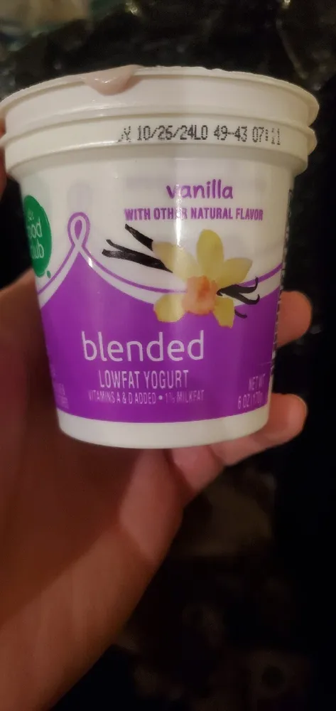 Vanilla blended lowfat yogurt, vanilla
