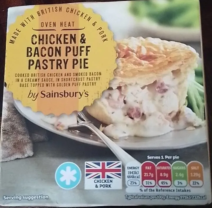 chicken and bacon puff pastry pie