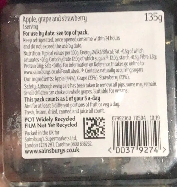 Apple, grape and strawberry
