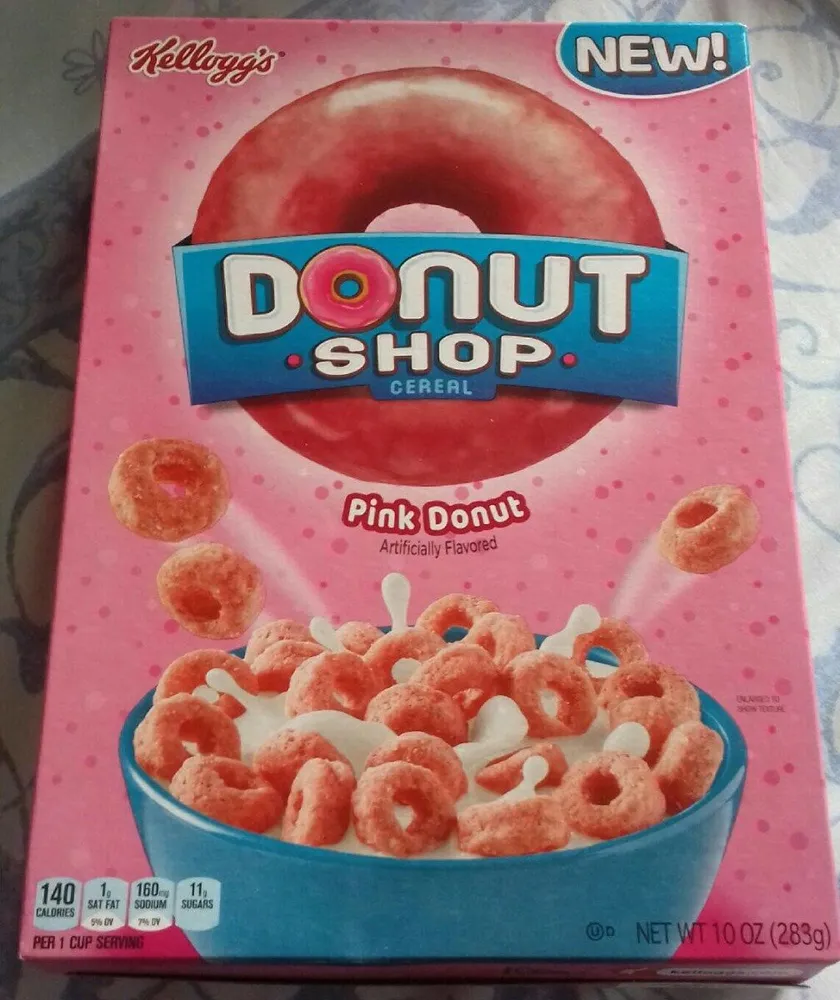Cereal, pink donut