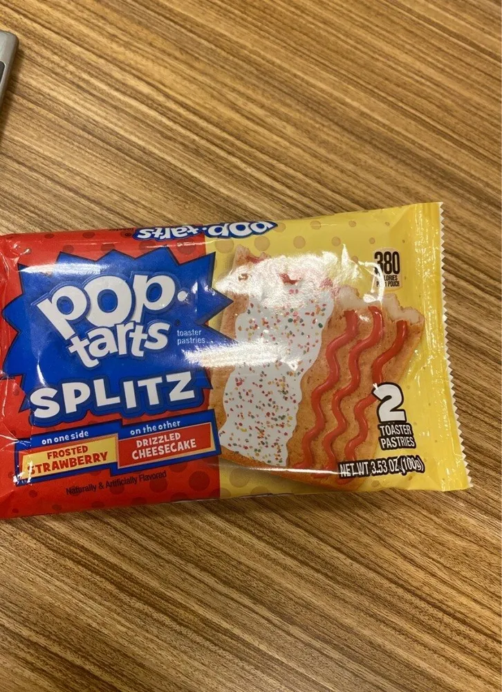 Toaster pastries, frosted strawberry, drizzled cheesecake