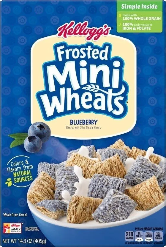 Frosted mini wheats blueberry whole grain cereal