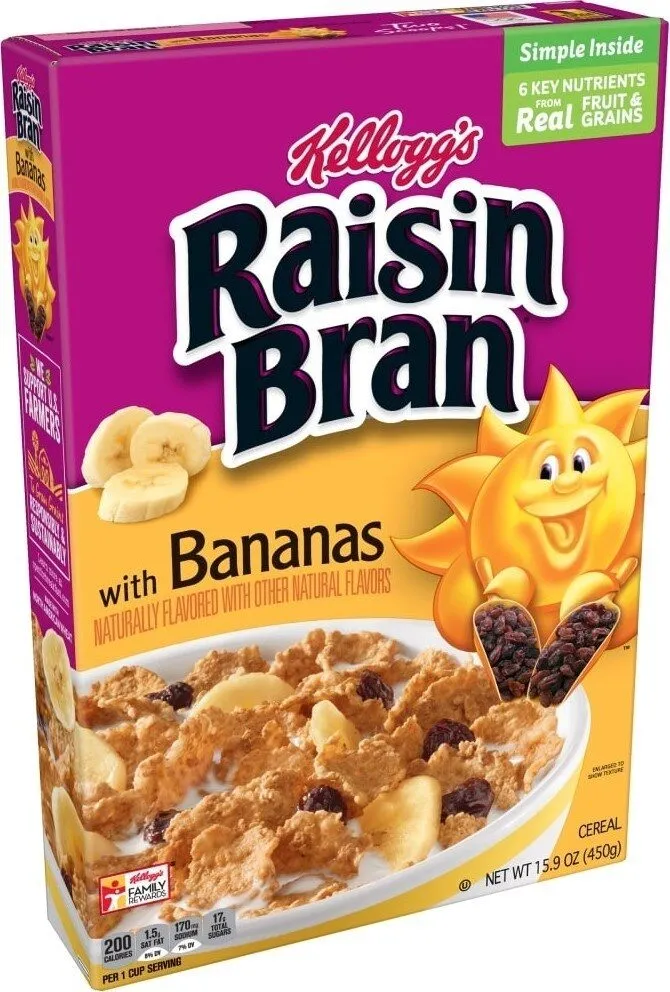 Raisin bran Cereal with bananas