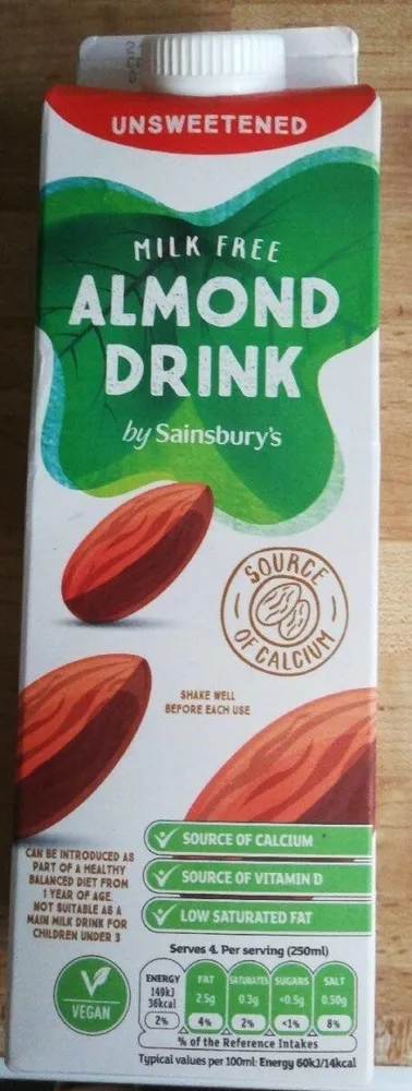 Milk free almond drink by sainsbury's
