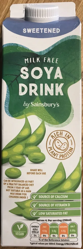 Sweetened soya drink