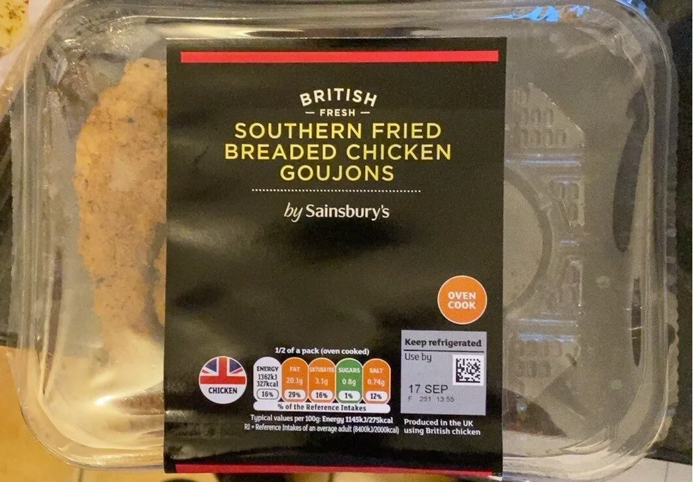 Southern fried breaded chicken goujon
