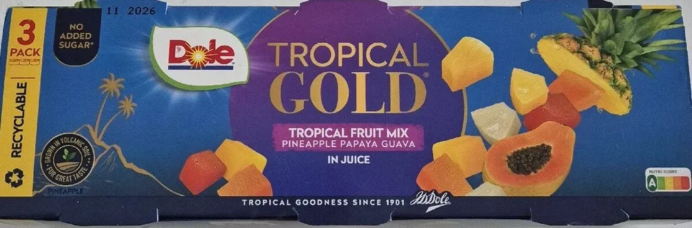 Tropical Gold Tropical Fruit Mix Pineapple Papaya Guava in Juice
