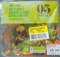 Butternut squash & baby corn stir fry