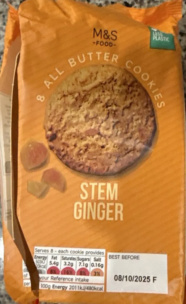 all butter cookies with stem ginger and oats
