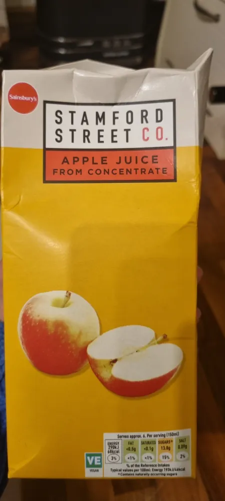 Apple juice from concentrate
