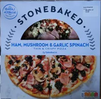 Ham, Mushroom & Garlic Spinach Pizz