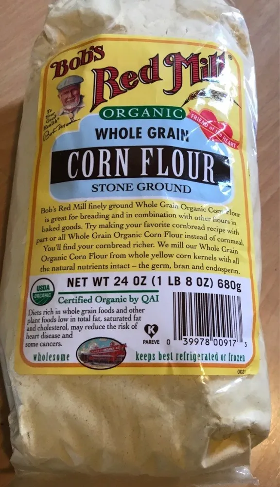 Organic whole grain corn flour stone ground