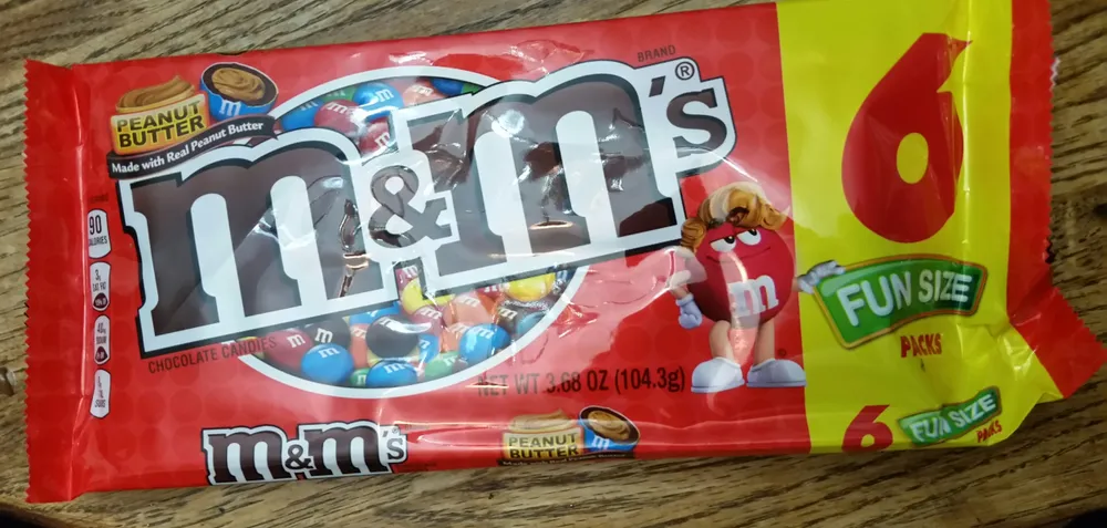 M &M'S Peanut Butter Fun Size Chocolate Candies - 6 PK
