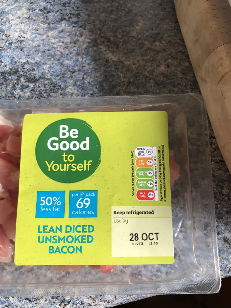 Lean diced unsmoked bacon