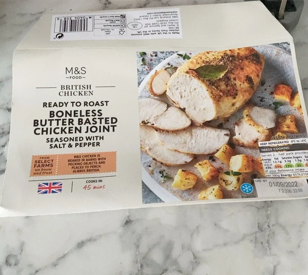 Boneless butter basted chicken joint with salt and pepper sprinkle