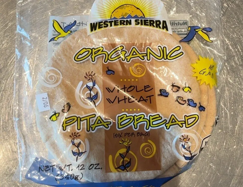 Organic whole wheat pita bread